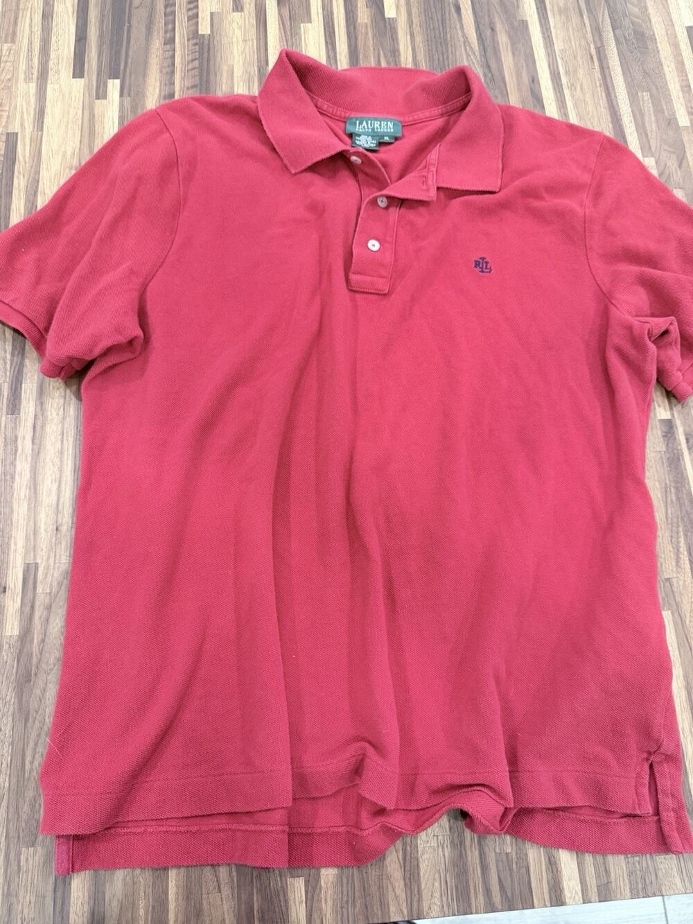 Lauren Ralph Lauren Womans Polo Top Red Half Button Logo Collared Size XL